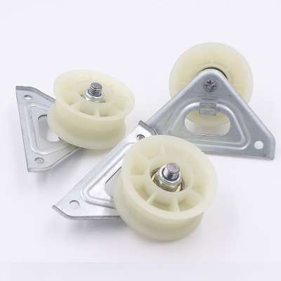 DY217 Custom 52mm 608zz bearing nylon plastic roller pulley wheels sheaves with steel bracket assembly